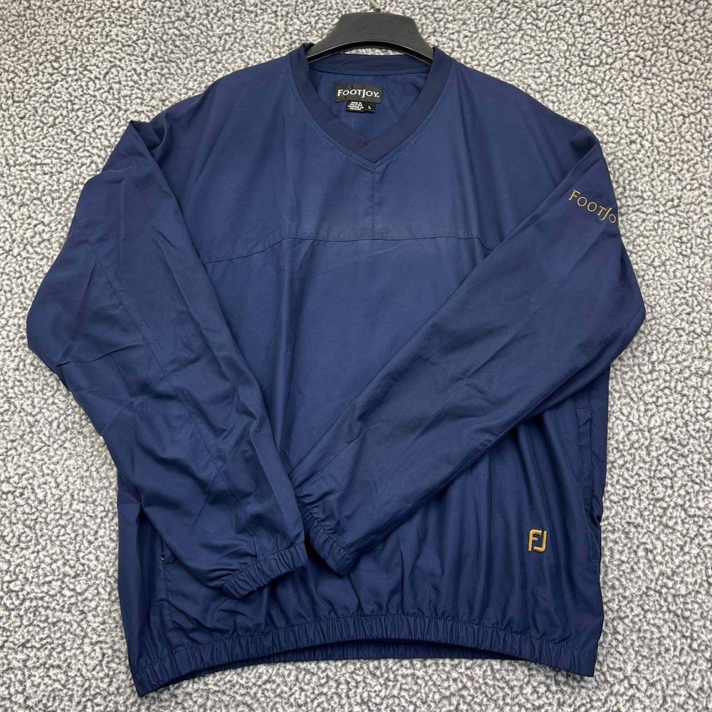 FootJoy Windbreaker Jacket Men‎ Large Navy Pullover Long Sleeve V-Neck Adult L